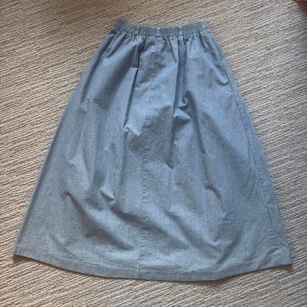 Orvis 90s Denim Skirt Maxi Pleated Light Wash Jean Women's M Vintage 10 Cotton - Picture 7 of 8